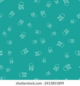 Green Ice cream in the bowl icon isolated seamless pattern on green background. Sweet symbol.  Vector