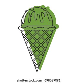 Green ice cream doodle icon vector illustration for design and web isolated on white background. Ice cream vector object for labels, logos and advertising