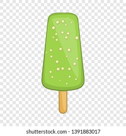 Green ice cream icon. Cartoon illustration of ice cream vector icon for web design