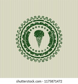 Green ice cream icon inside grunge stamp