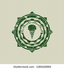 Green ice cream icon inside rubber seal