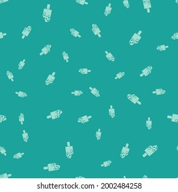 Green Ice cream icon isolated seamless pattern on green background. Sweet symbol.  Vector