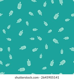 Green Ice cream icon isolated seamless pattern on green background. Sweet symbol.  Vector