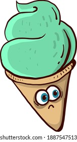 Green ice cream ,illustration,vector on white background