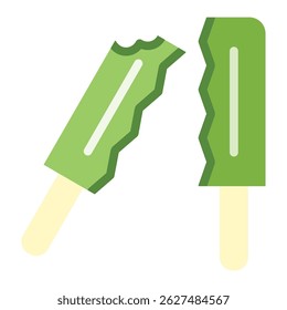 Green ice cream isolated on white background. Ice cream icon in flat style. Vector illustration of ice cream