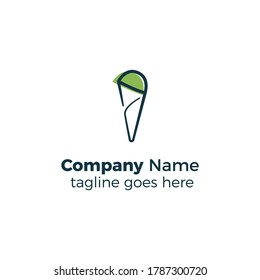 green ice cream logo design icon vector illustration simple line