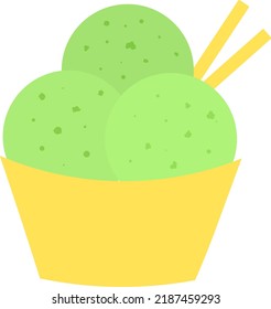 Green ice cream vector illustration
