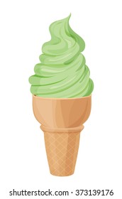 green ice-cream cone on a white background