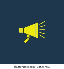 Green icon of Announce-Meghaphone on dark blue background. Eps.10
