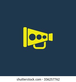 Green icon of Announce-Meghaphone on dark blue background. Eps.10