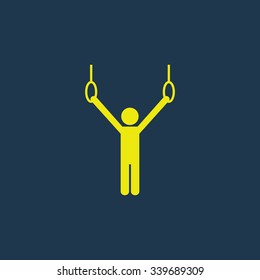 Green icon of Athlete Black Man on dark blue background. Eps.10