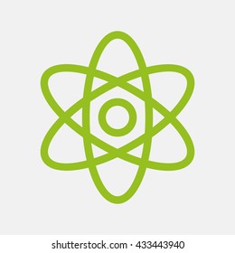 Green icon of Atom on Light Gray background. Eps-10.