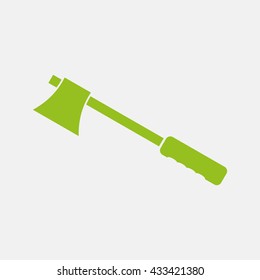 Green icon of Axe on Light Gray background. Eps-10.