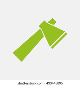 Green icon of Axe on Light Gray background. Eps-10.