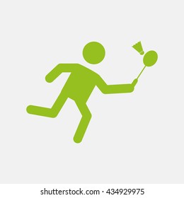 Green icon of Badminton Player on Light Gray background. Eps-10.