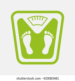 Green icon of Bathroom Scale on Light Gray background. Eps-10.