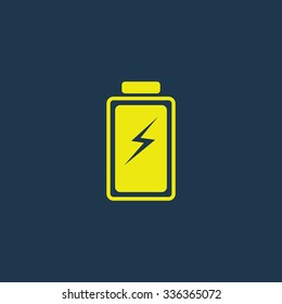 Green icon of Battery on dark blue background. Eps.10