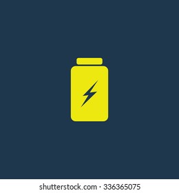 Green icon of Battery on dark blue background. Eps.10