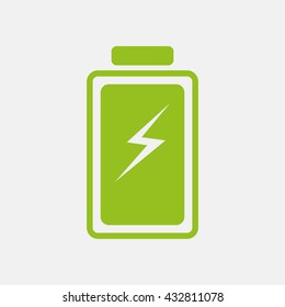 Green icon of Battery on Light Gray background. Eps-10.