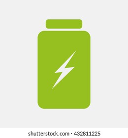 Green icon of Battery on Light Gray background. Eps-10.