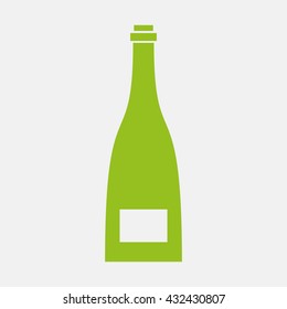 Green icon of Beer Bottle on Light Gray background. Eps-10.
