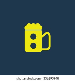 Green icon of Beer Glass on dark blue background. Eps.10