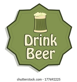 a green icon with a beer and text for patrick's day