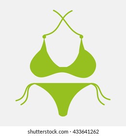 Green icon of Bikini on Light Gray background. Eps-10.