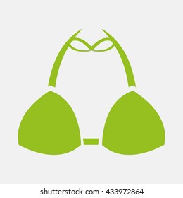 Green icon of Bikini on Light Gray background. Eps-10.