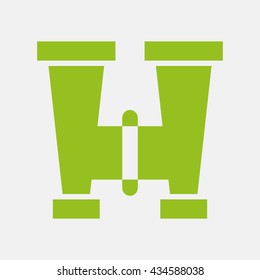Green icon of Binoculars on Light Gray background. Eps-10.