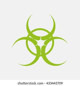 Green icon of Bio Hazard on Light Gray background. Eps-10.