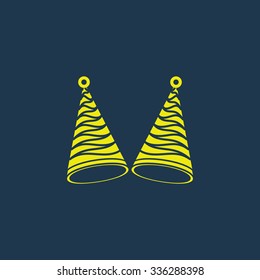 Green icon of Birthday cap on dark blue background. Eps.10