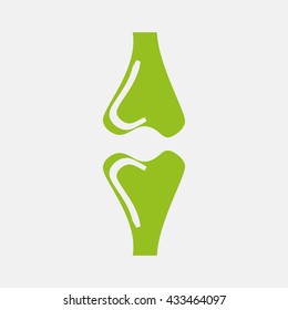 Green icon of Bones  on Light Gray background. Eps-10.