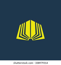 Green icon of Book on dark blue background. Eps.10