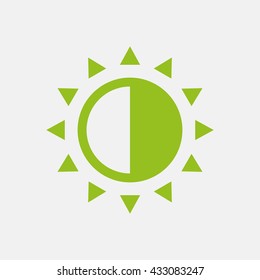 Green icon of Brightness on Light Gray background. Eps-10.