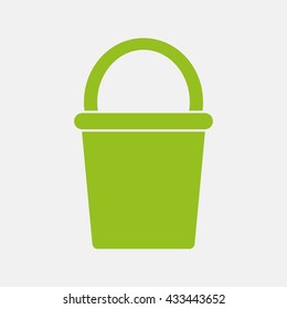 Green icon of Bucket on Light Gray background. Eps-10.