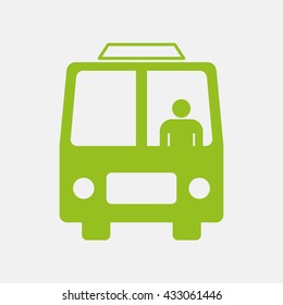 Green icon of Bus on Light Gray background. Eps-10.