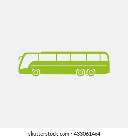 Green icon of Bus on Light Gray background. Eps-10.