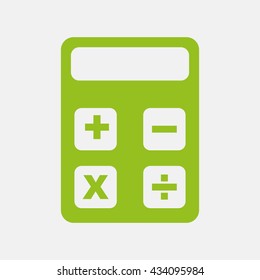 Green icon of Calculator on Light Gray background. Eps-10.