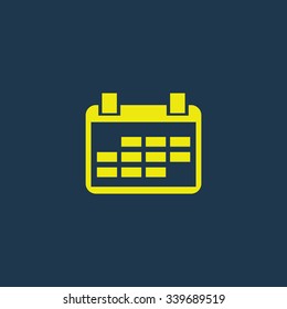 Green icon of Calendar on dark blue background. Eps.10