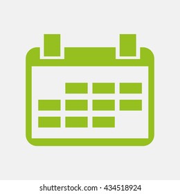 Green icon of Calendar on Light Gray background. Eps-10.