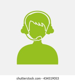 Green icon of Call Center, Call operator  on Light Gray background. Eps-10.