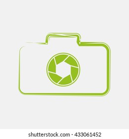 Green icon of Camera on Light Gray background. Eps-10.