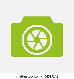 Green icon of Camera on Light Gray background. Eps-10.