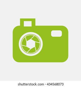Green icon of Camera on Light Gray background. Eps-10.