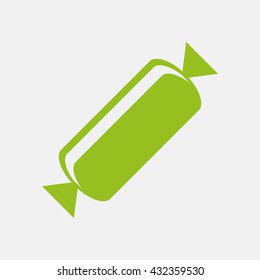 Green icon of Candy on Light Gray background. Eps-10.