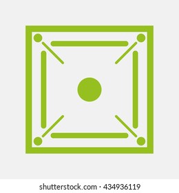 Green icon of Carom Board on Light Gray background. Eps-10.