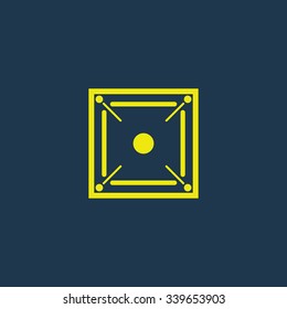 Green icon of Carrom Game on dark blue background. Eps.10