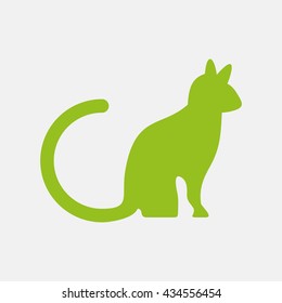 Green icon of Cat on Light Gray background. Eps-10.