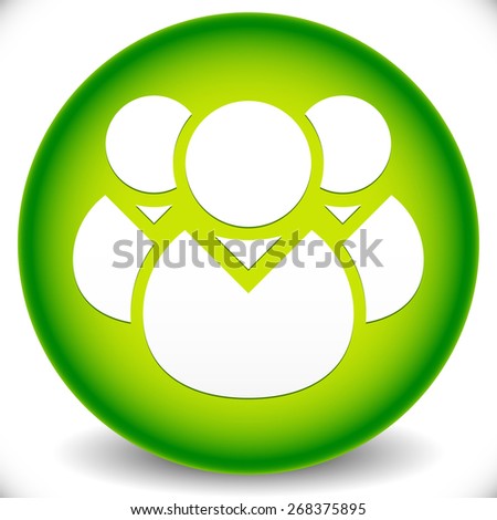 Green Icon with Character Symbol. Icon with Group of 3 People for Gathering, Chat, Forum, Management or Membership Concepts